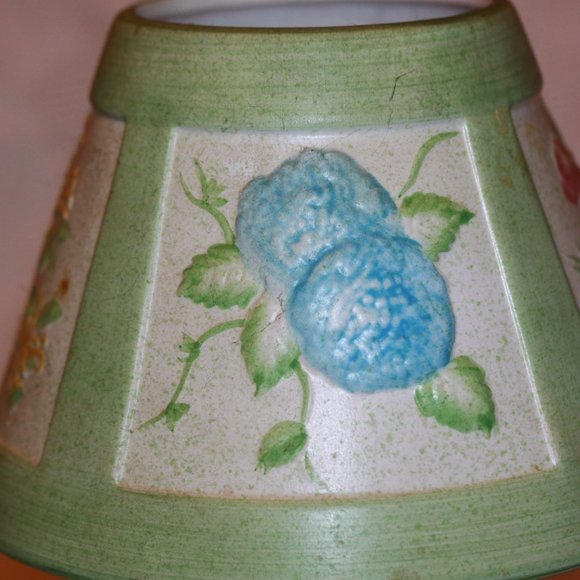 Yankee Candle Ceramic Shade Topper And Plate Floral Spring Summer Green - Picture 2 of 4